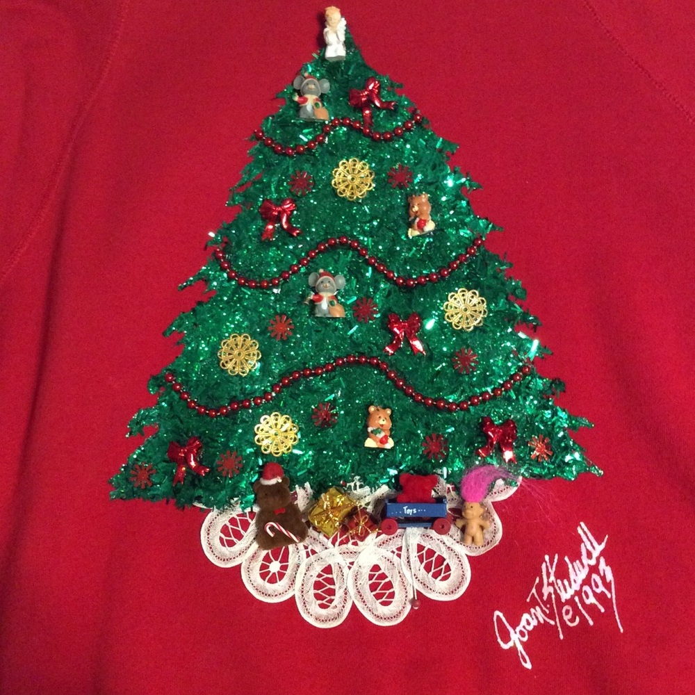 Christmas sweatshirt, red, embellished, 2X